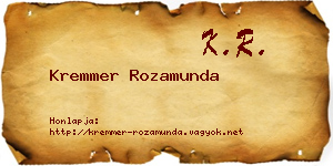 Kremmer Rozamunda névjegykártya